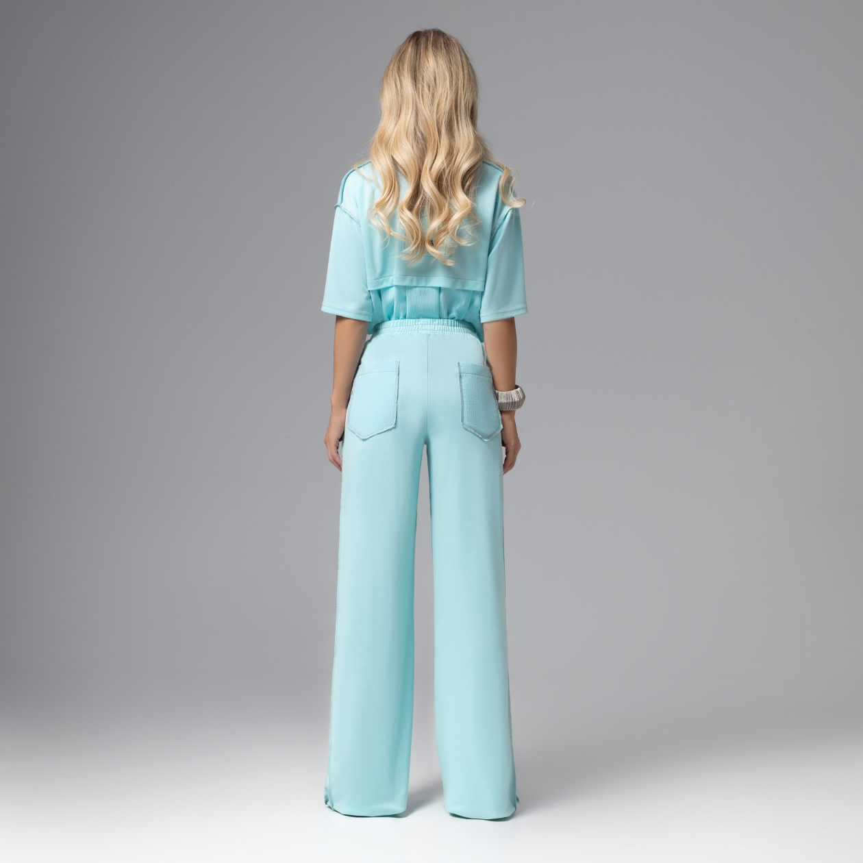 Брюки Раскованный шик (лазурные). Состав: 65% п/э, 30% вискоза, 5% спандекс