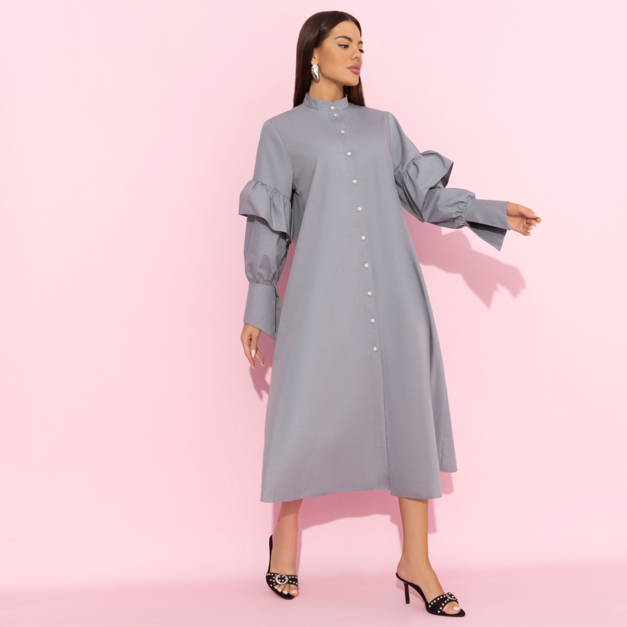 Платье-рубашка Захватывающая простота. Состав: 65% хлопок, 30% п/э, 5% эластан