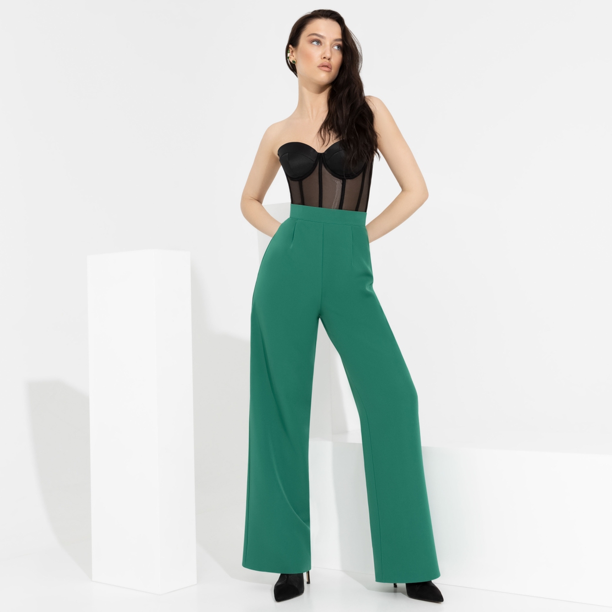 Брюки Модный экстаз (green mist). Состав: 95% п/э, 5% эластан