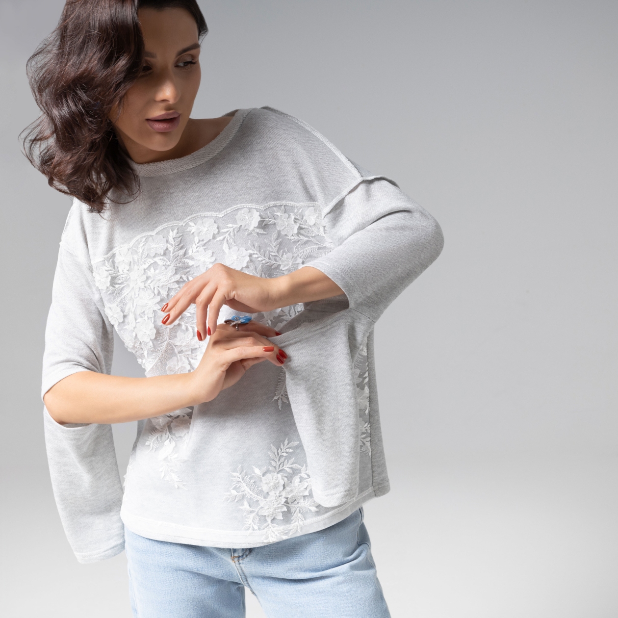 Лонгслив Образ решает (grey). Состав: 50% хлопок, 45% п/э, 5% спандекс