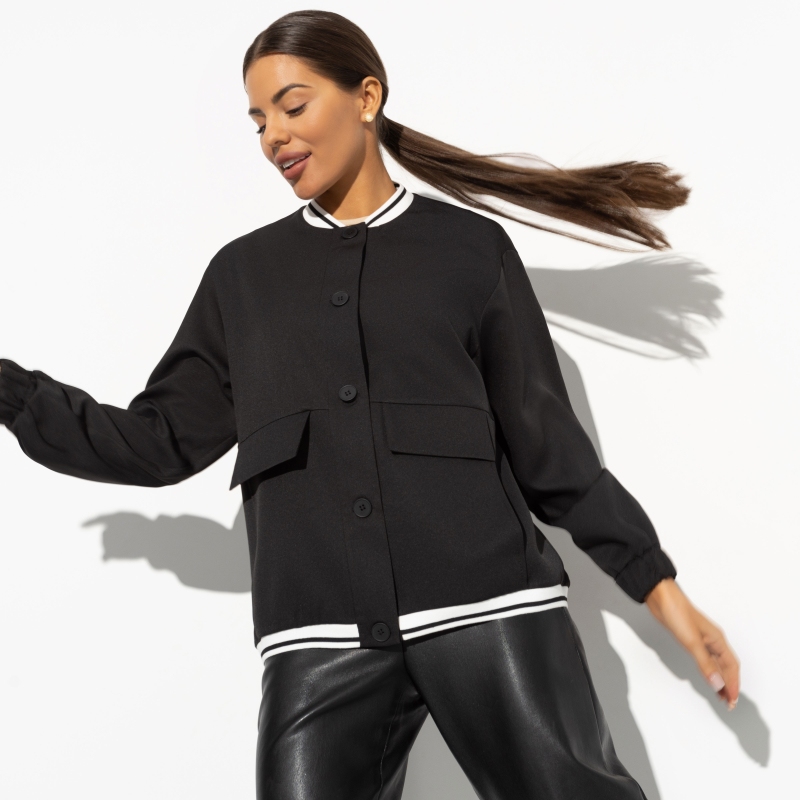 Бомбер Бунтарка (black). Состав: 60% п/э, 37% вискоза, 3% спандекс