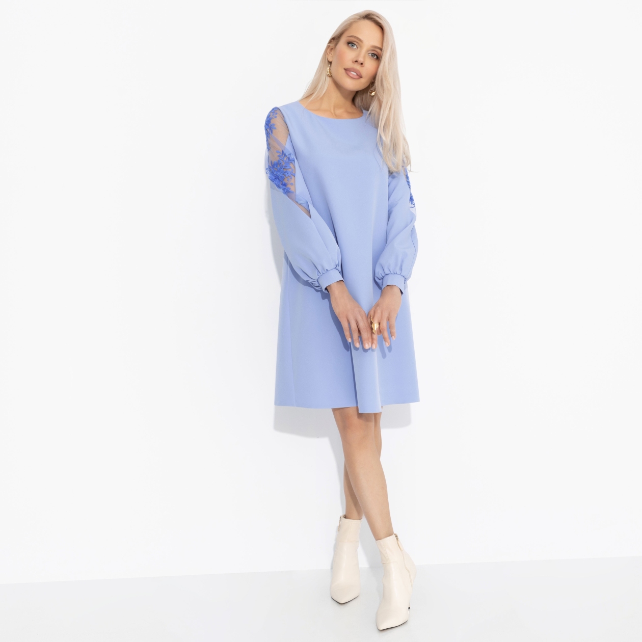 Платье Секрет любви (голубое). Состав: 95% п/э, 5% эластан