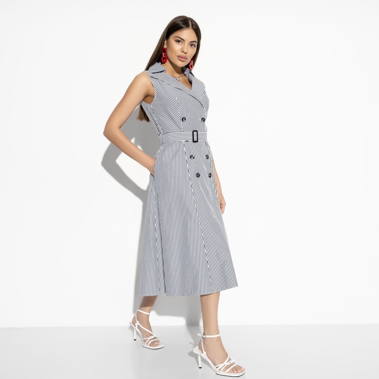 Сарафан Чувственный дресс-код (с поясом). Состав: 50% хлопок, 50% полиэстер