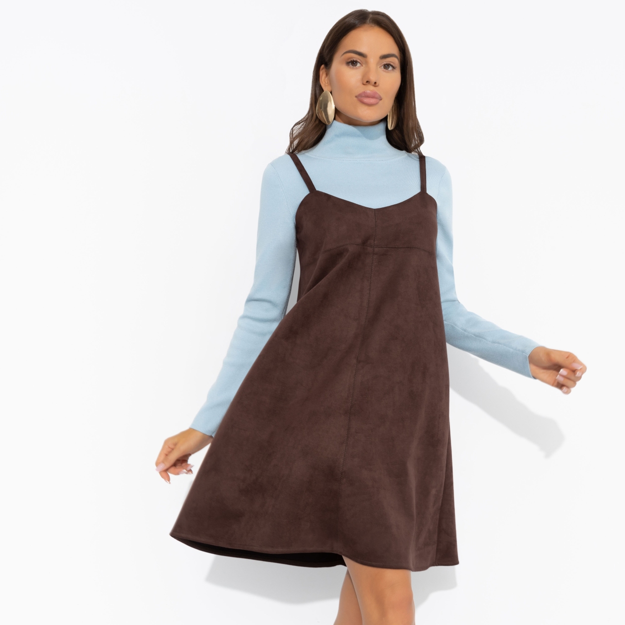 Сарафан Стильный интерес (коричневый). Состав: 95% полиэстер, 5% спандекс