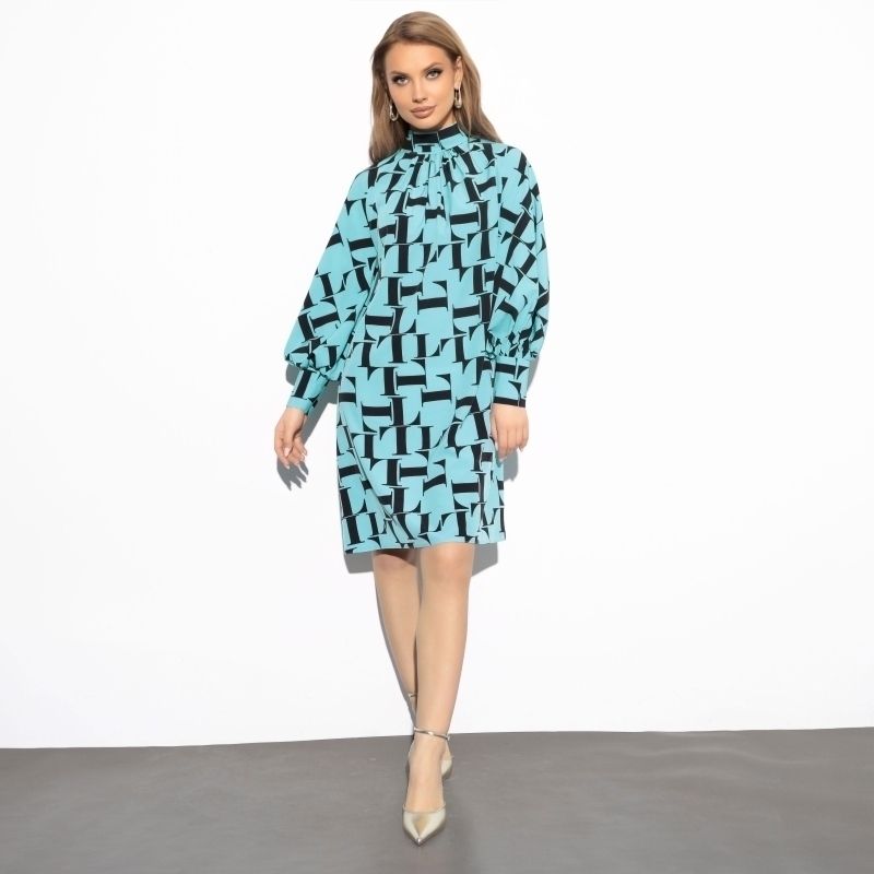 Платье Леди элегант (mint black). Состав: 95% п/э, 5% эластан