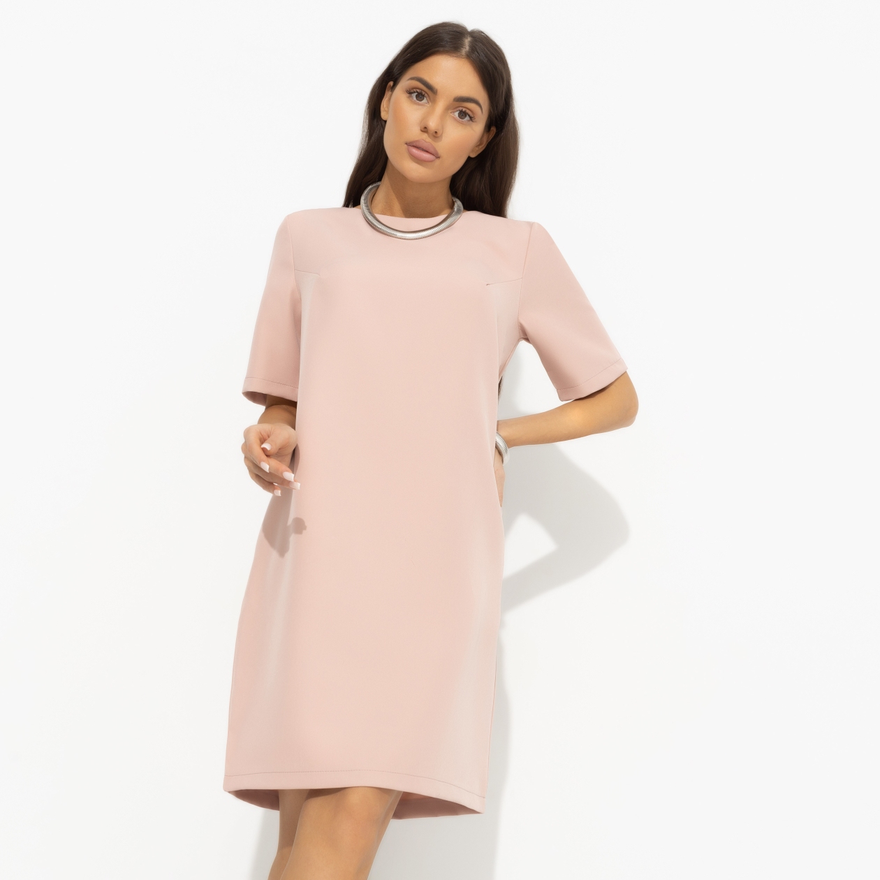 Платье Виртуальные будни (pink). Состав: 60% п/э, 37% вискоза, 3% спандекс