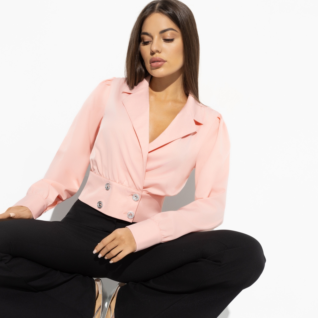 Блуза Хитрая мадемуазель. Состав: 72% п/э, 22% вискоза, 6% спандекс