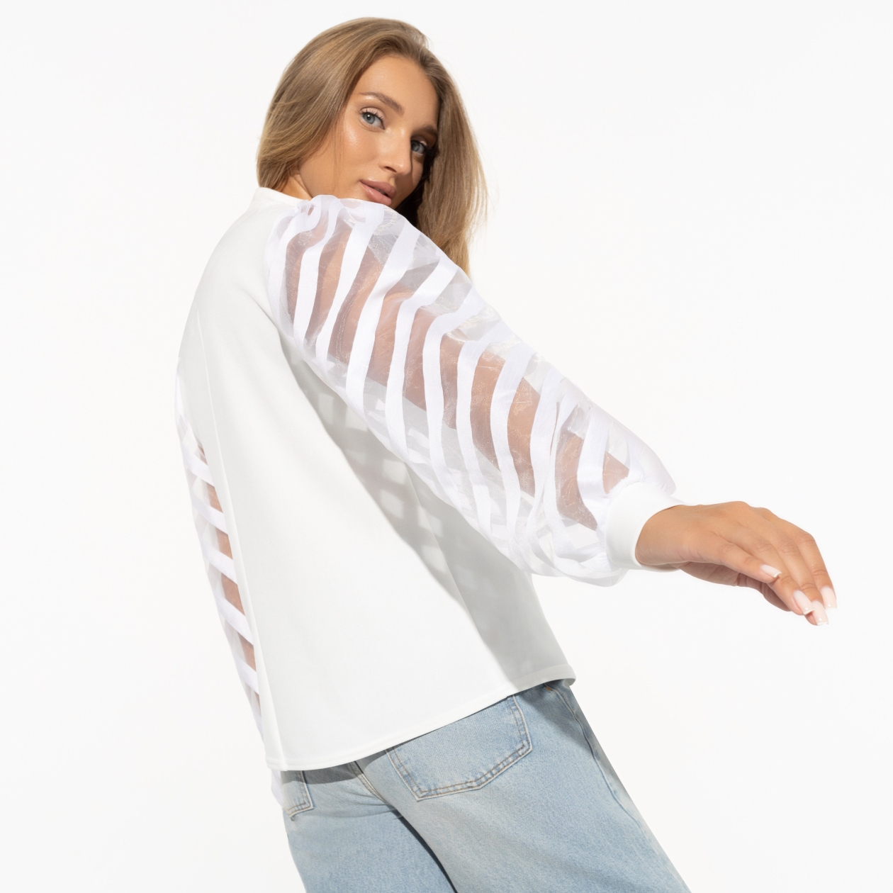 Блуза Волшебное очарование (pearl). Состав: 95% п/а, 5% эластан