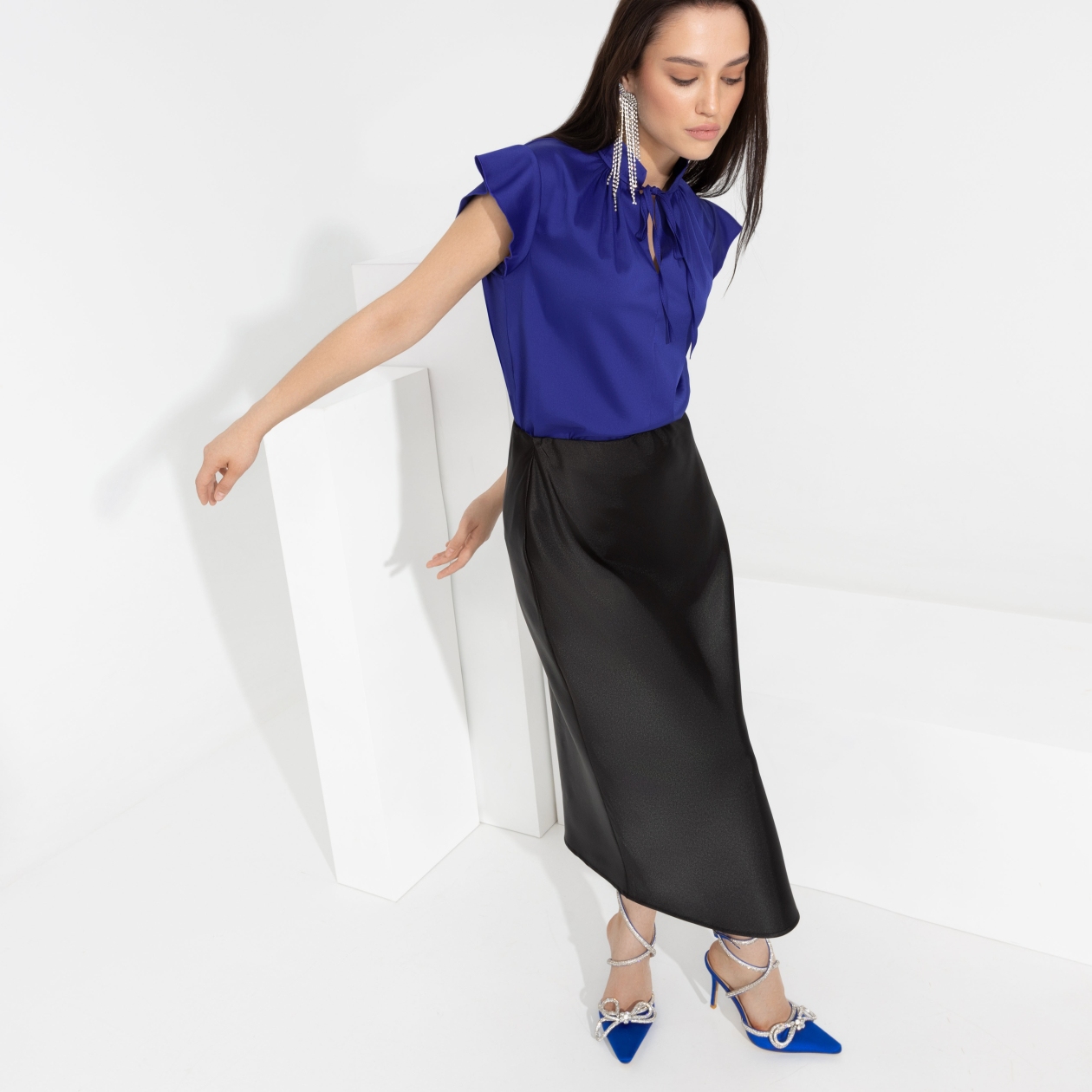 Блуза Свежая подборка (сапфир). Состав: 65% полиэстер, 30% вискоза, 5% эластан