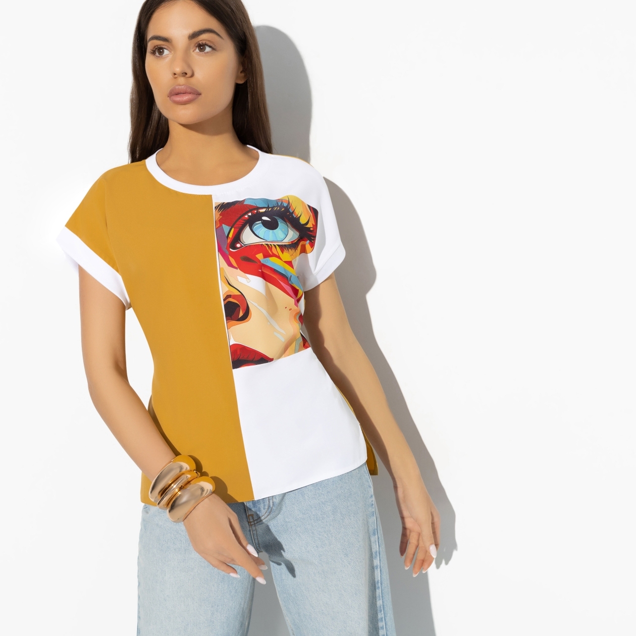 Туника Прочти в глазах (нью). Состав: 65% полиэстер, 30% вискоза, 5% эластан