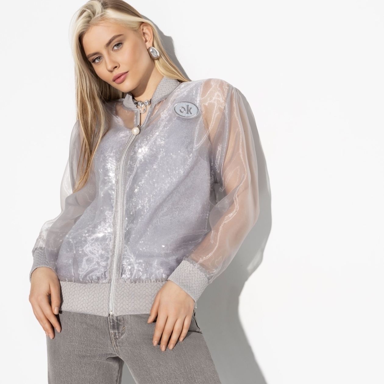 Бомбер Стильная локация (grey style). Состав: 95% п/э, 5% спандекс