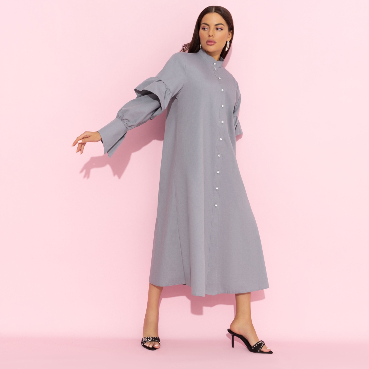 Платье-рубашка Захватывающая простота. Состав: 65% хлопок, 30% п/э, 5% эластан