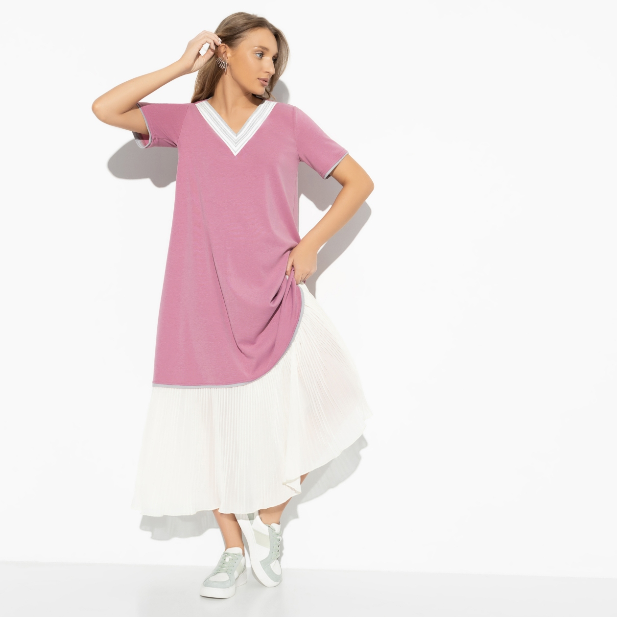 Платье Изнежена вниманием (rose). Состав: 65% п/э, 30% вискоза, 5% спандекс