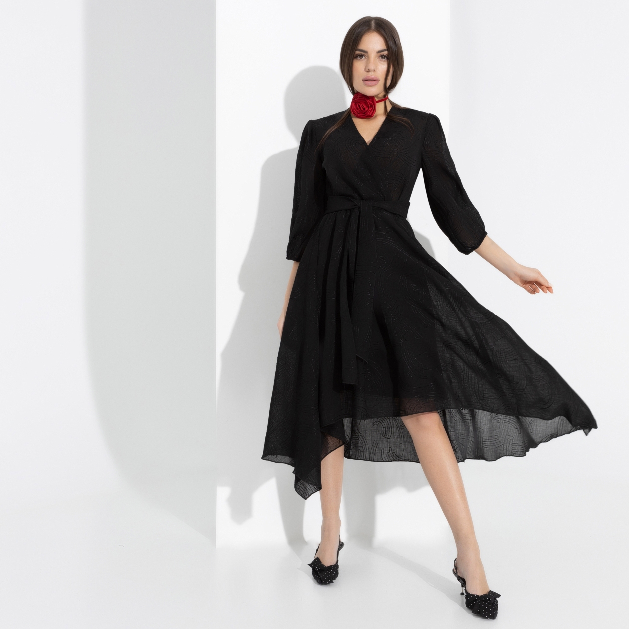 Платье Новая романтика (с поясом). Состав: 70% п/э, 30% хлопок