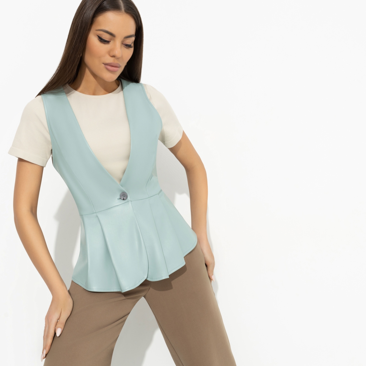 Стильное комьюнити (мята). Состав: 55% п/у волокно, 45% полиэстер