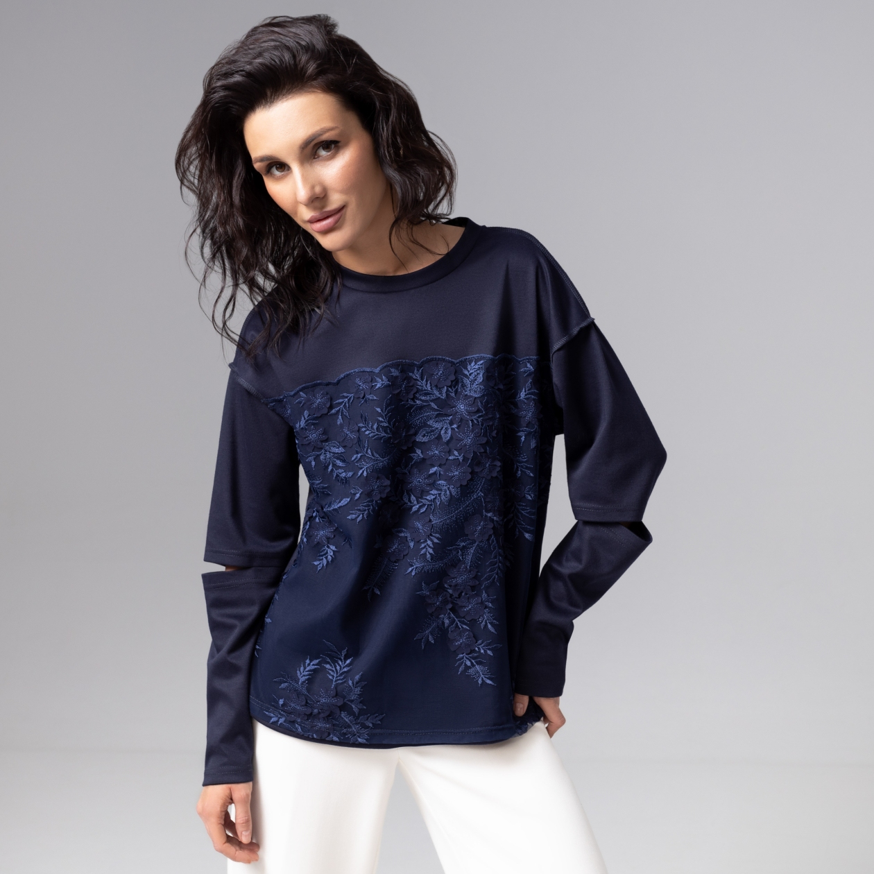 Лонгслив Образ решает (синий). Состав: 80% п/э, 15% вискоза, 5% спандекс