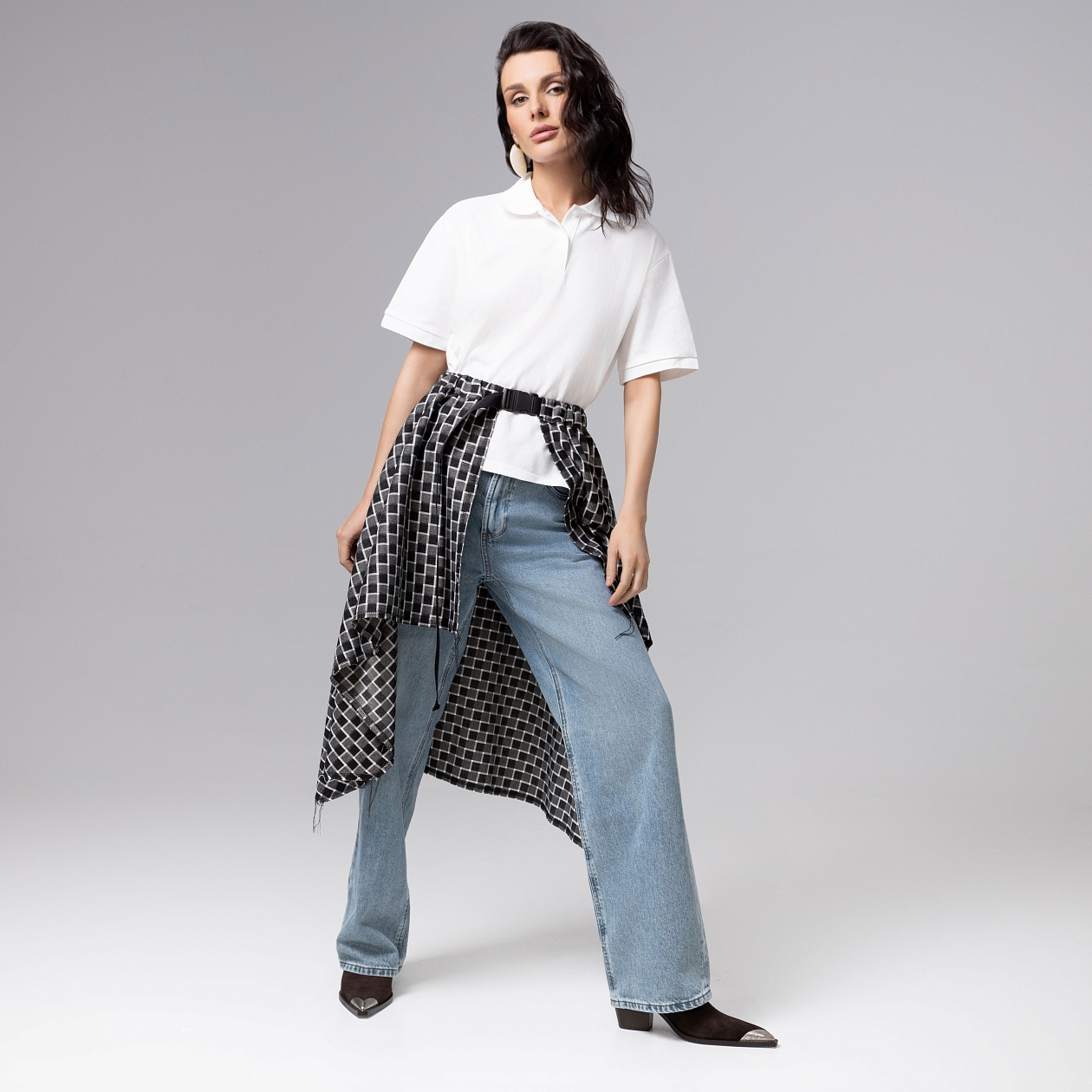 Игра теней (серый). Купить женский Юбка-килт оптом от производителя.