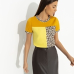 Футболка Стильное сочетание (оранжевая). Состав: 65% полиэстер, 30% вискоза, 5% стрейч