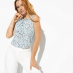 Блуза Легкое настроение (flowers mint). Состав: 95% п/э, 5% спандекс