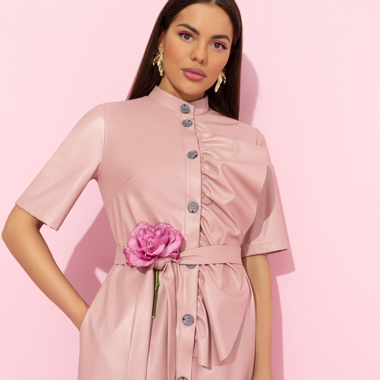 Платье Счастье свободы (peach, с поясом). Состав: 55% п/у волокно, 45% полиэстер