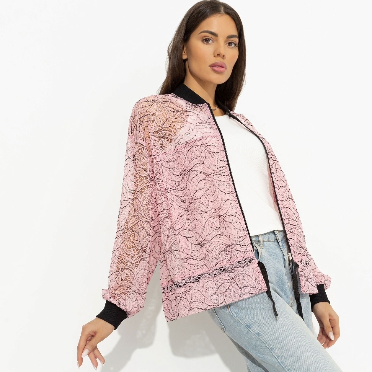 Бомбер Эпичный шик (розовый пион). Состав: 95% полиэстер, 5% спандекс
