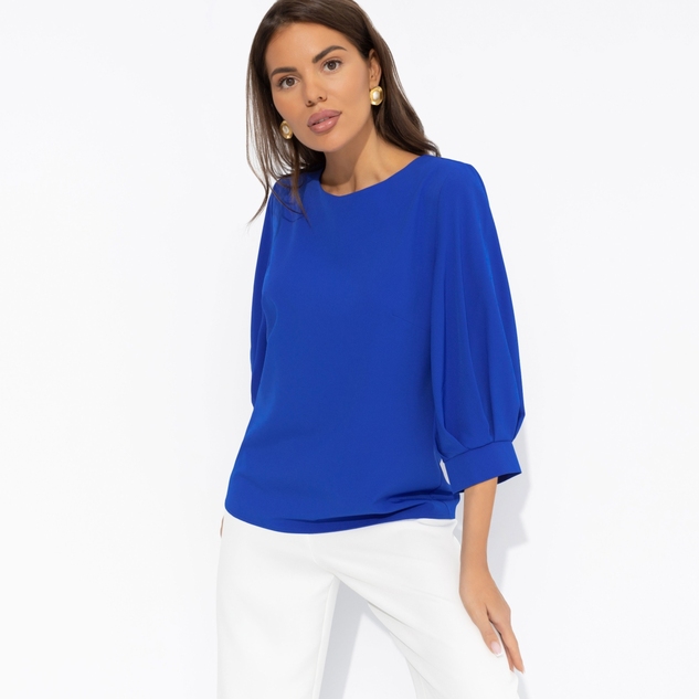 Блуза Предвкушение встречи (синяя) 