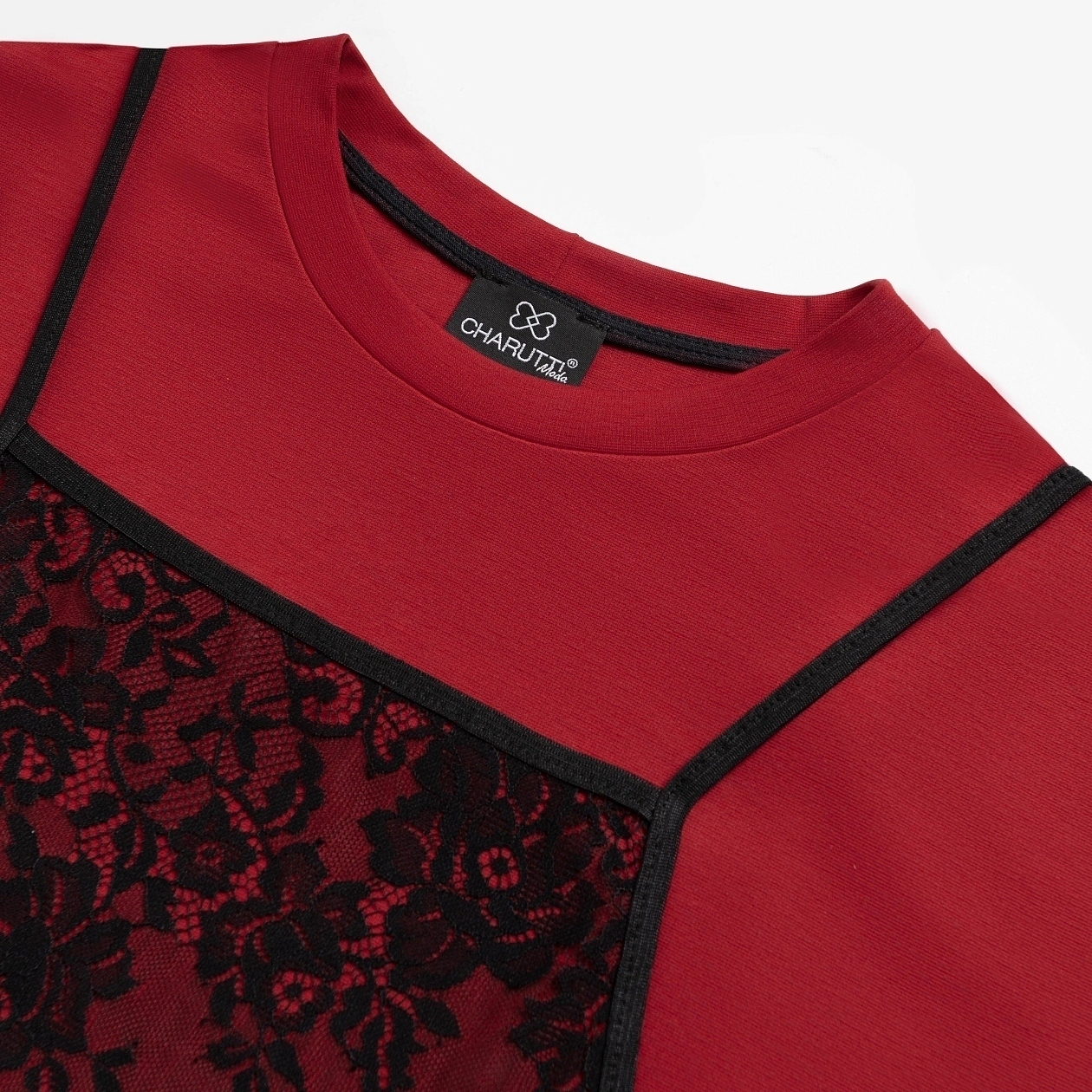 Футболка Модный тандем (красный 2 в 1). Состав: 65% полиэстер, 30% вискоза, 5% спандекс