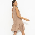 Сарафан Динамичный стиль (бежевый). Состав: 80% п/э, 15% лен, 5% эластан