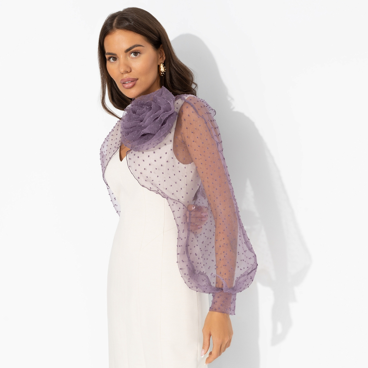 Болеро Деловой взгляд (сиреневое, с брошкой). Состав: 100% полиэстер