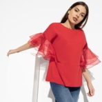 Блуза Кокетка в образе (red star). Состав: 95% п/э, 5% эластан