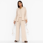 Брючный костюм Приручённый шик (3 в 1, бежевый). Состав: 65% п/э, 30% вискоза, 5% эластан