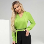 Блуза Твой личный манифест (сочное яблоко, с поясом). Состав: 65% п/э, 30% вискоза, 5% эластан