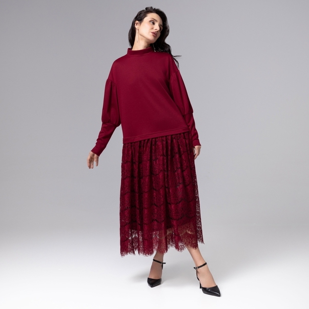 Платье История в кружевах (бордо) 