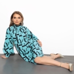 Платье Леди элегант (mint black). Состав: 95% п/э, 5% эластан