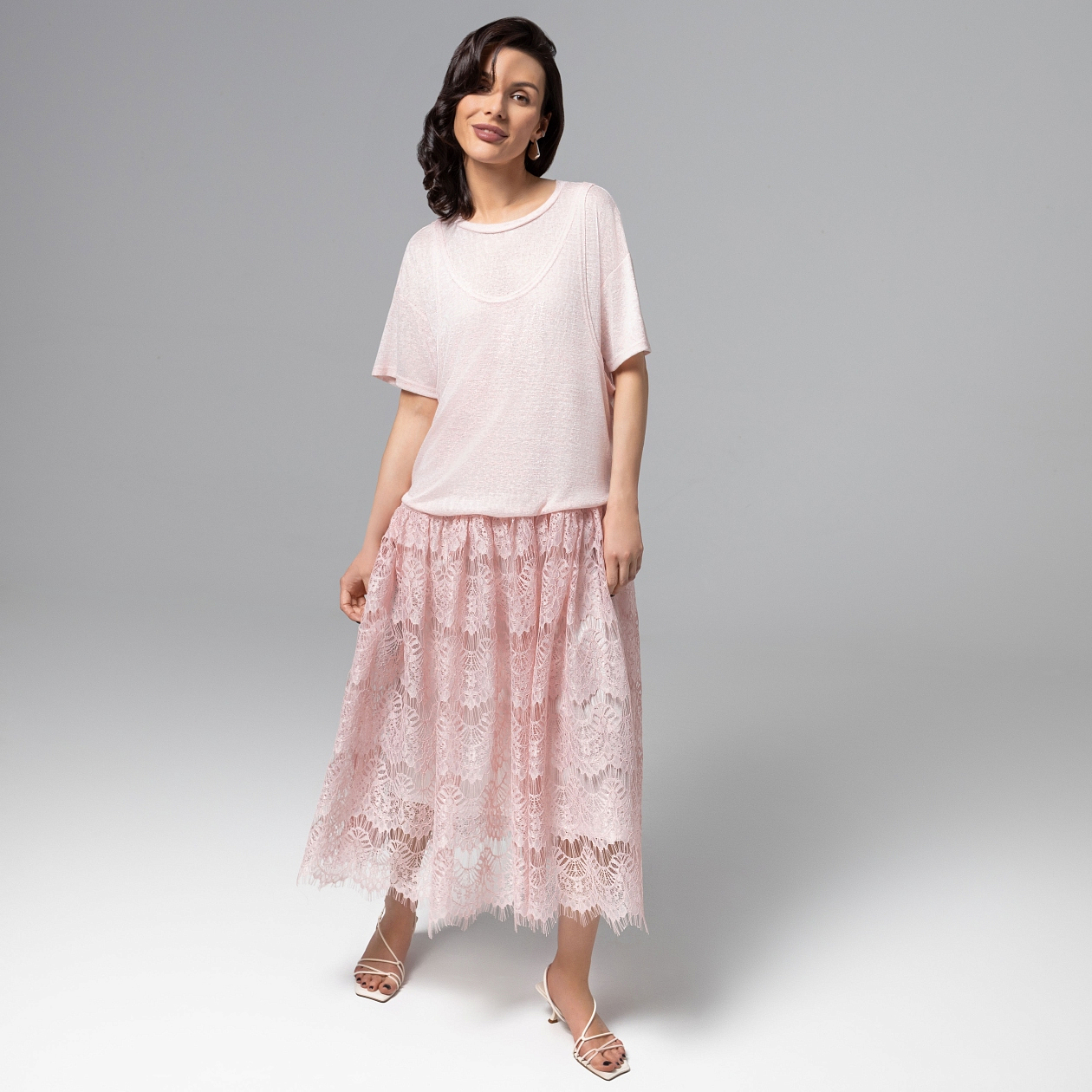 Платье Доведу до мечты (soft pink). Состав: 50% вискоза, 45% п/э, 5% спандекс