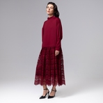 Платье История в кружевах (бордо). Состав: 65% полиэстер, 30% вискоза, 5% спандекс