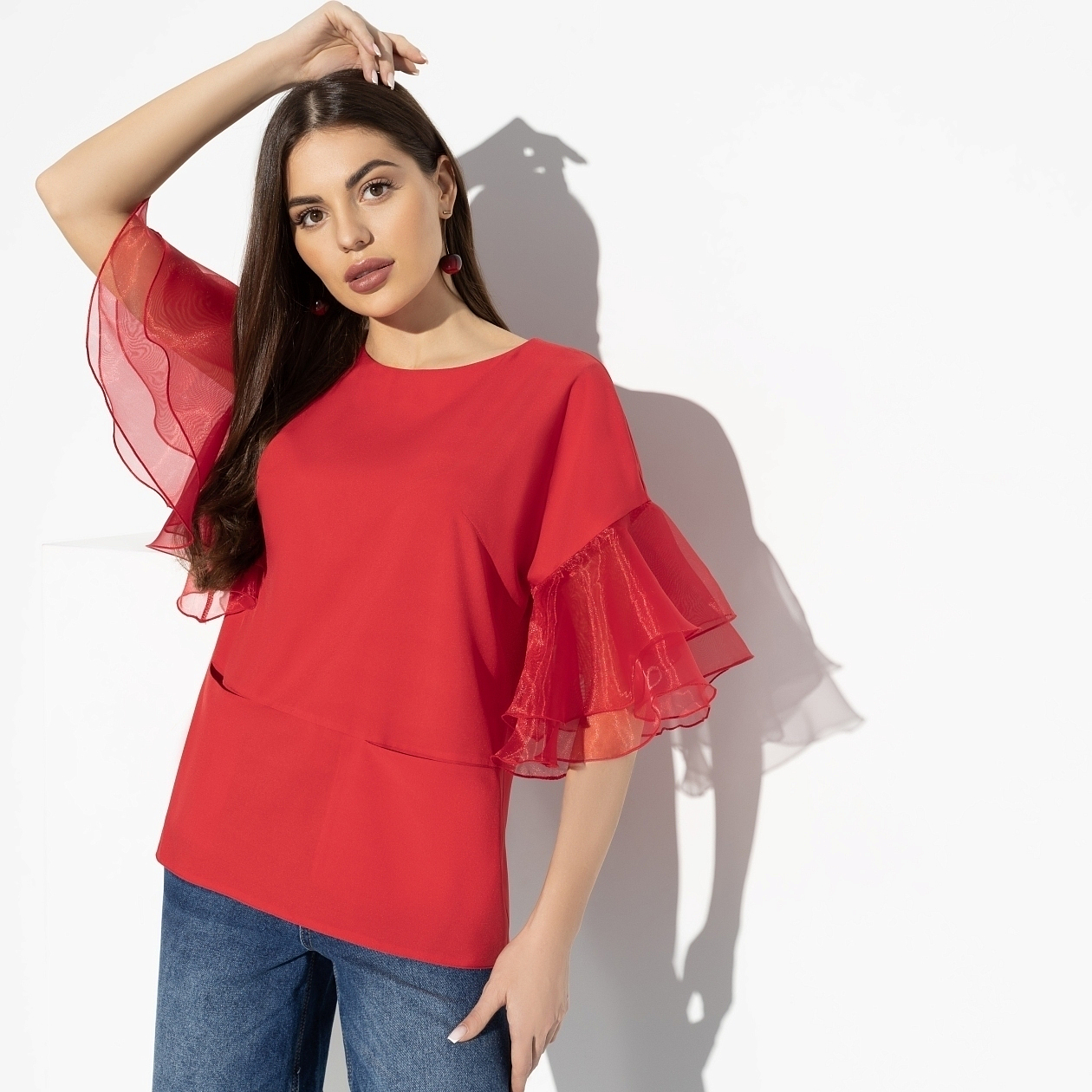 Блуза Кокетка в образе (red star). Состав: 95% п/э, 5% эластан