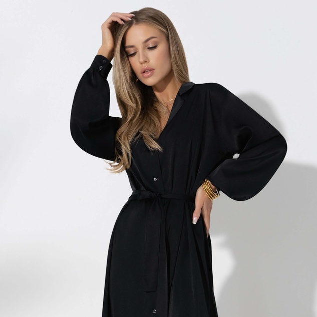 Платье-рубашка Сияние шелка (найт, с поясом) 