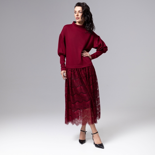 Платье История в кружевах (бордо) 