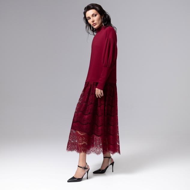Платье История в кружевах (бордо) 