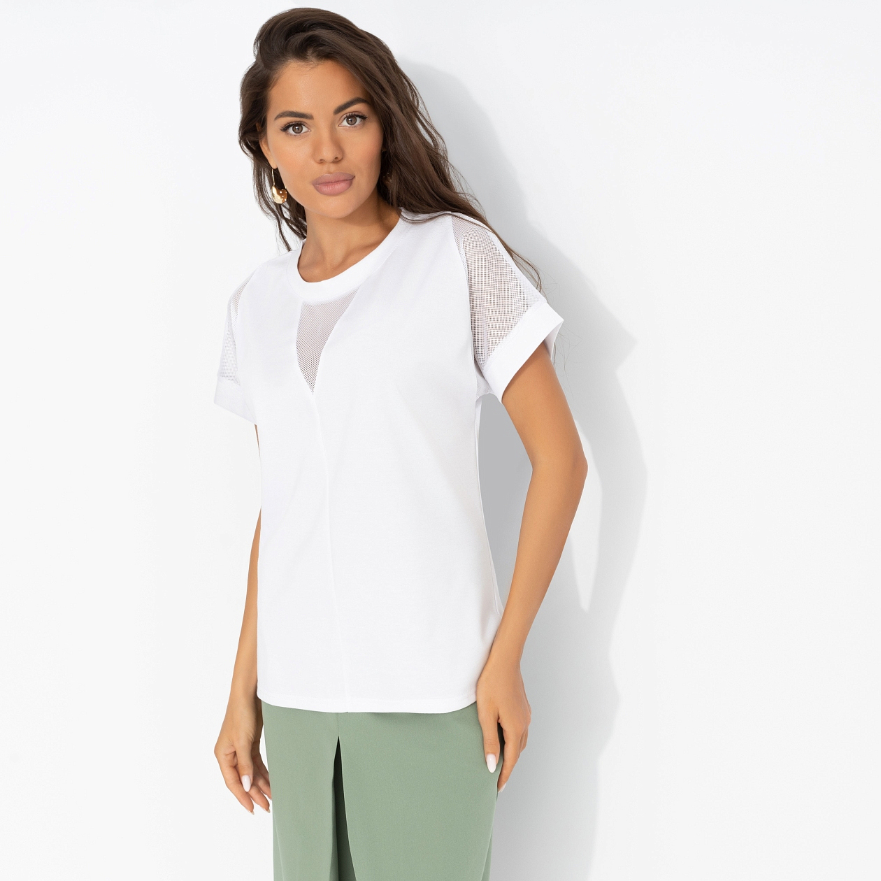 Футболка Всегда нарядна. Состав: 65% п/э, 30% вискоза, 5% стрейч