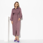 Платье-рубашка Стильный каприз (brown rose, с поясом). Состав: 100% п/э