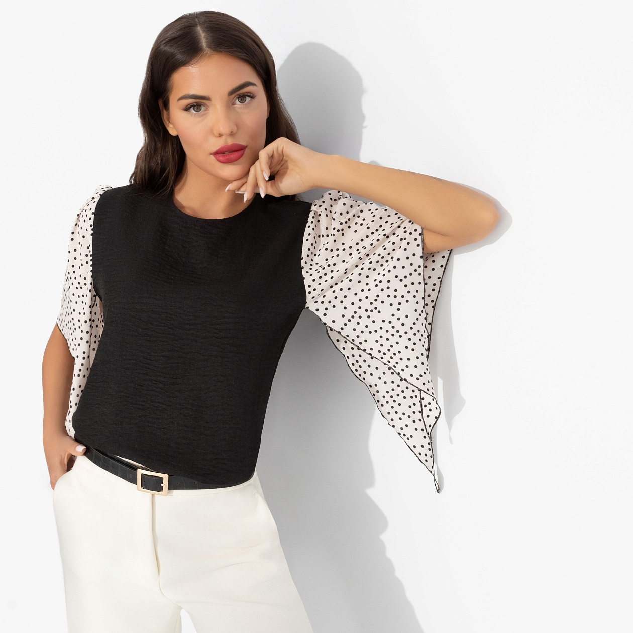 Блуза Значение моды (черная). Состав: 95% п/э, 5% спандекс