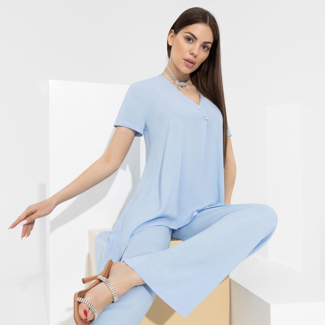 Брючный комплект Модные тенденции (2 в 1, с брошкой) 