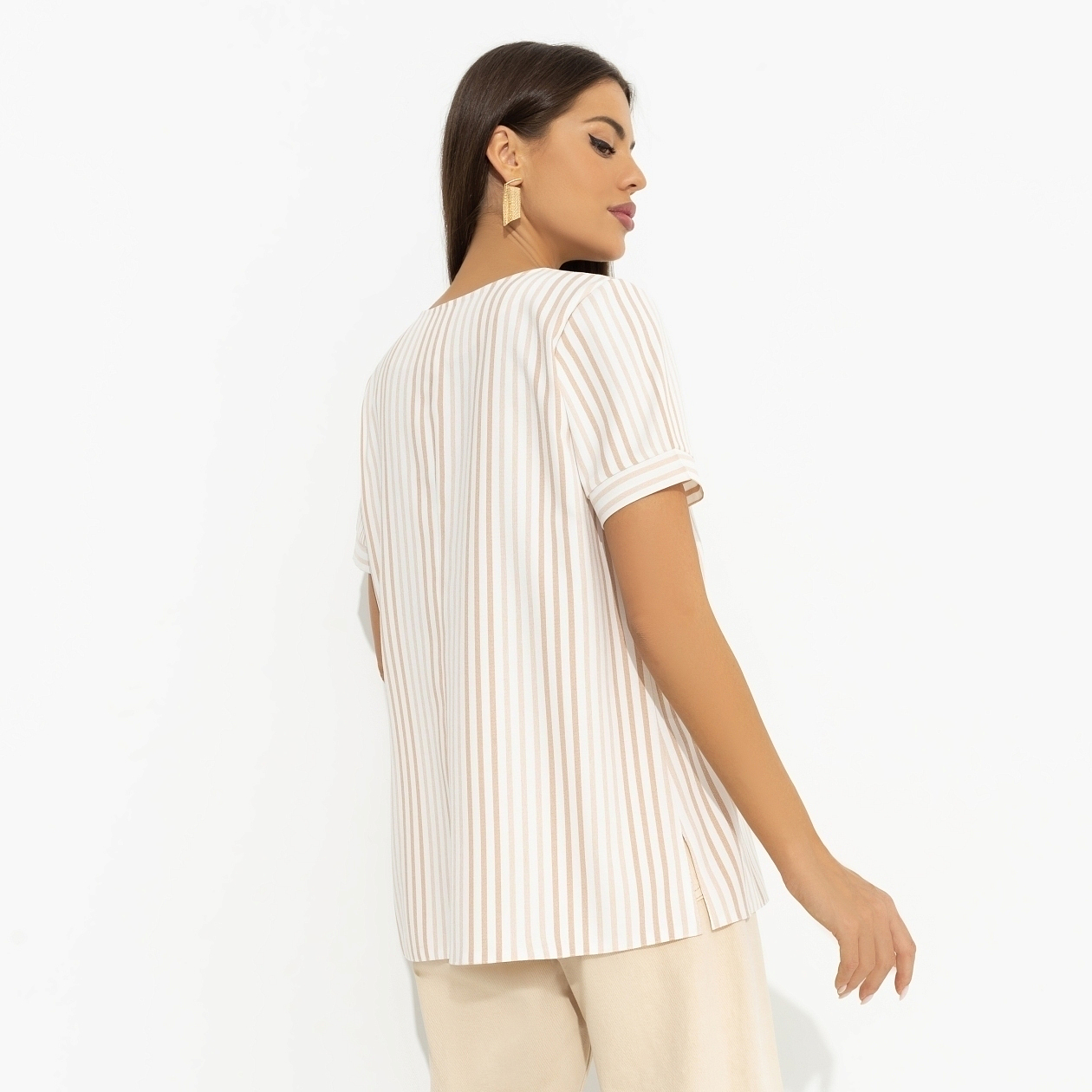 Туника Лучше некуда (в полоску). Состав: 80% п/э, 15% лен, 5% эластан