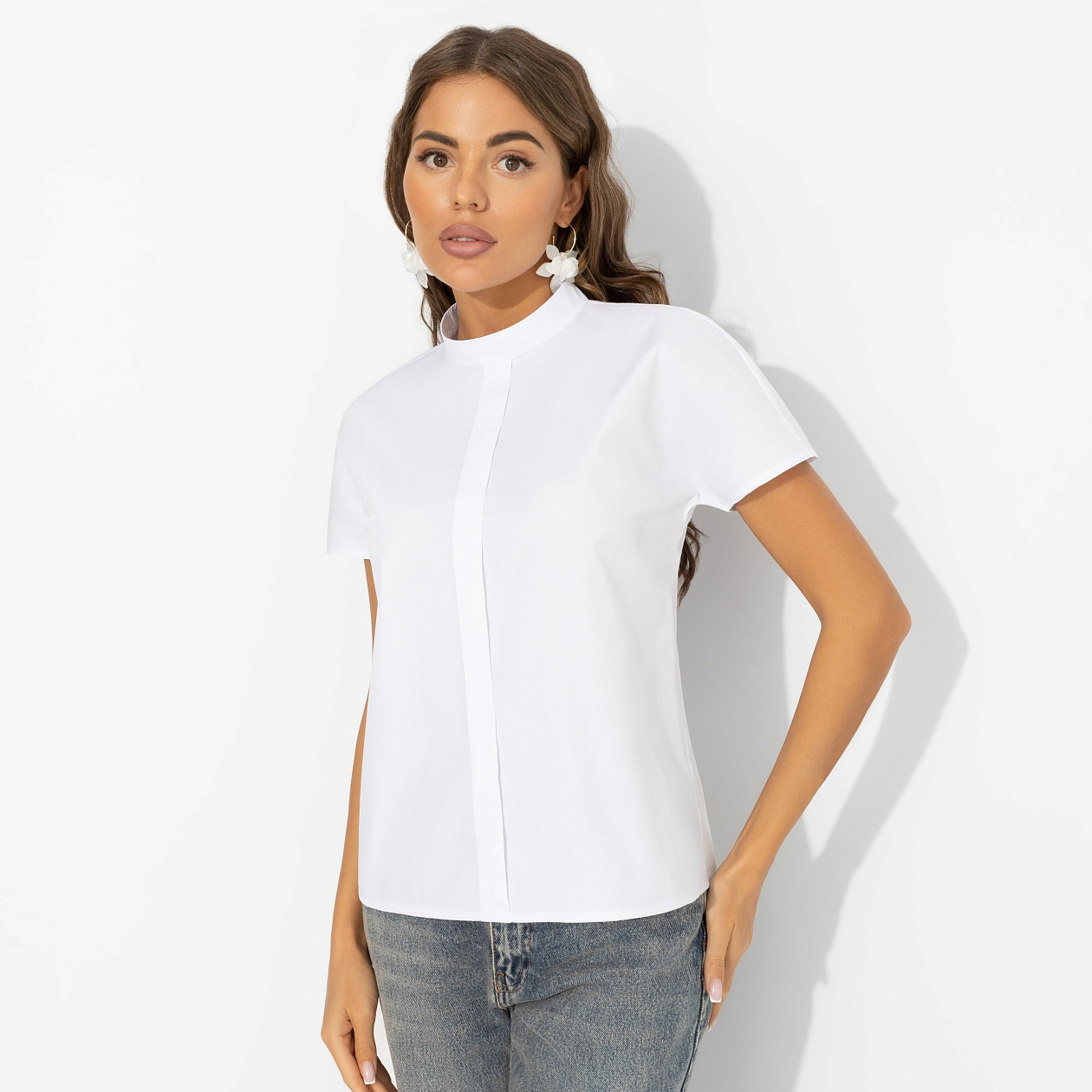 Блуза Модный приём (белая). Состав: 90% хлопок, 10% полиэстер