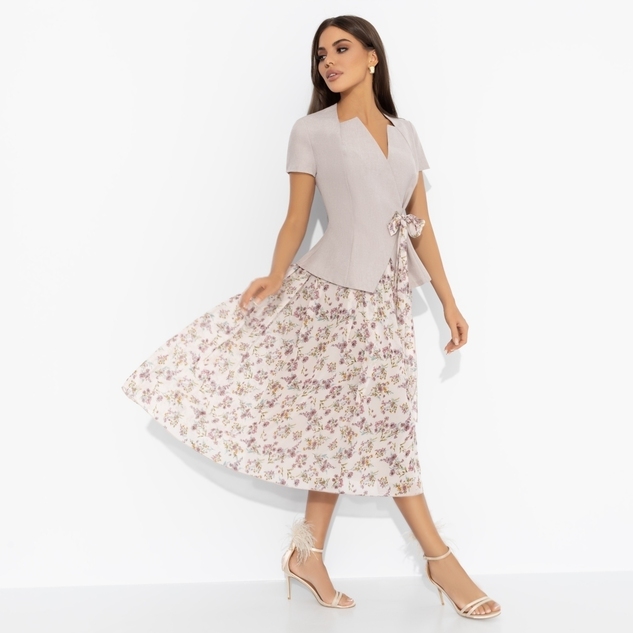 Костюм с юбкой Актуально сегодня (2 в 1, бежевый) 