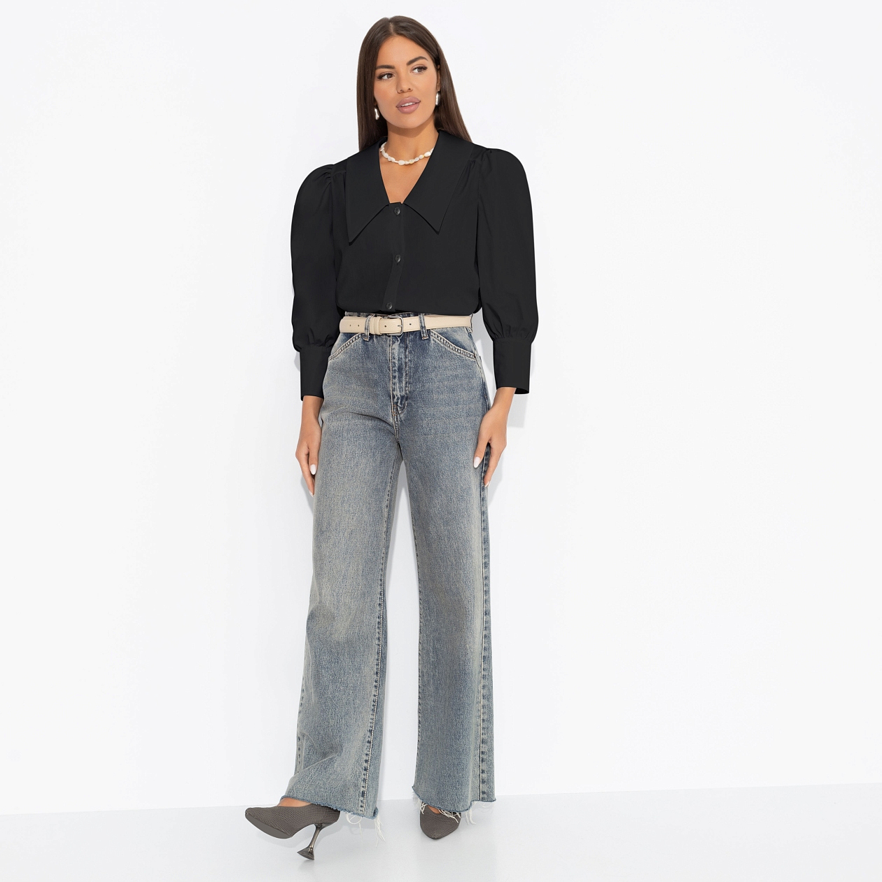 Блуза На пике успеха (черная). Состав: 90% хлопок, 10% полиэстер