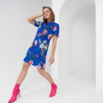 Платье Цветочный тотал-лук (индиго). Состав: 72% п/э, 25% вискоза , 3% спандекс