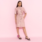 Платье Счастье свободы (peach, с поясом). Состав: 55% п/у волокно, 45% полиэстер